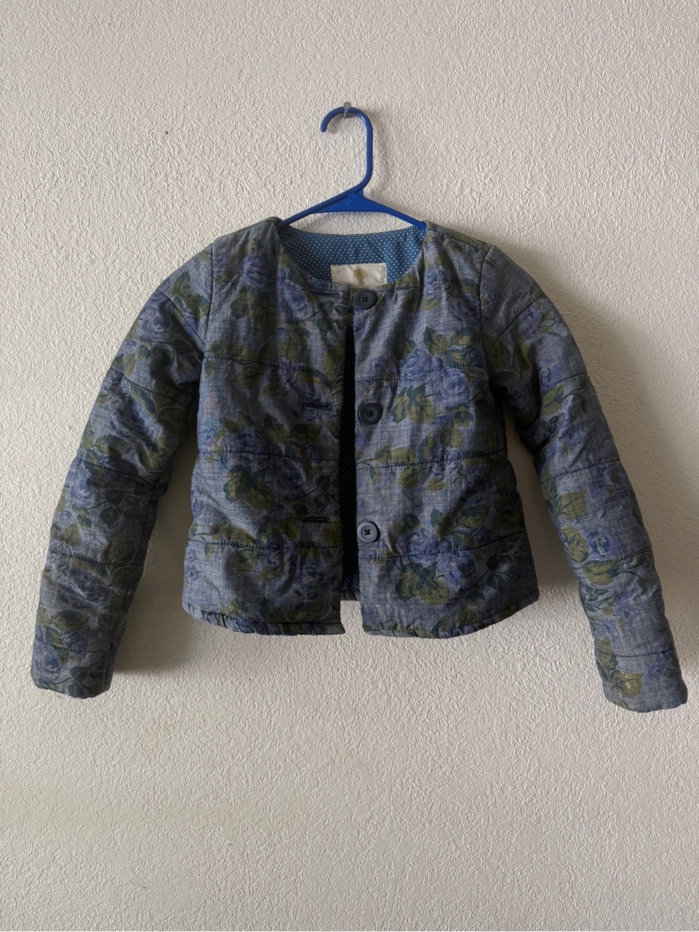 Girls‎ Tucker + Tate Quilted Floral Crop Jacket in Blue and Olive Green size 8
